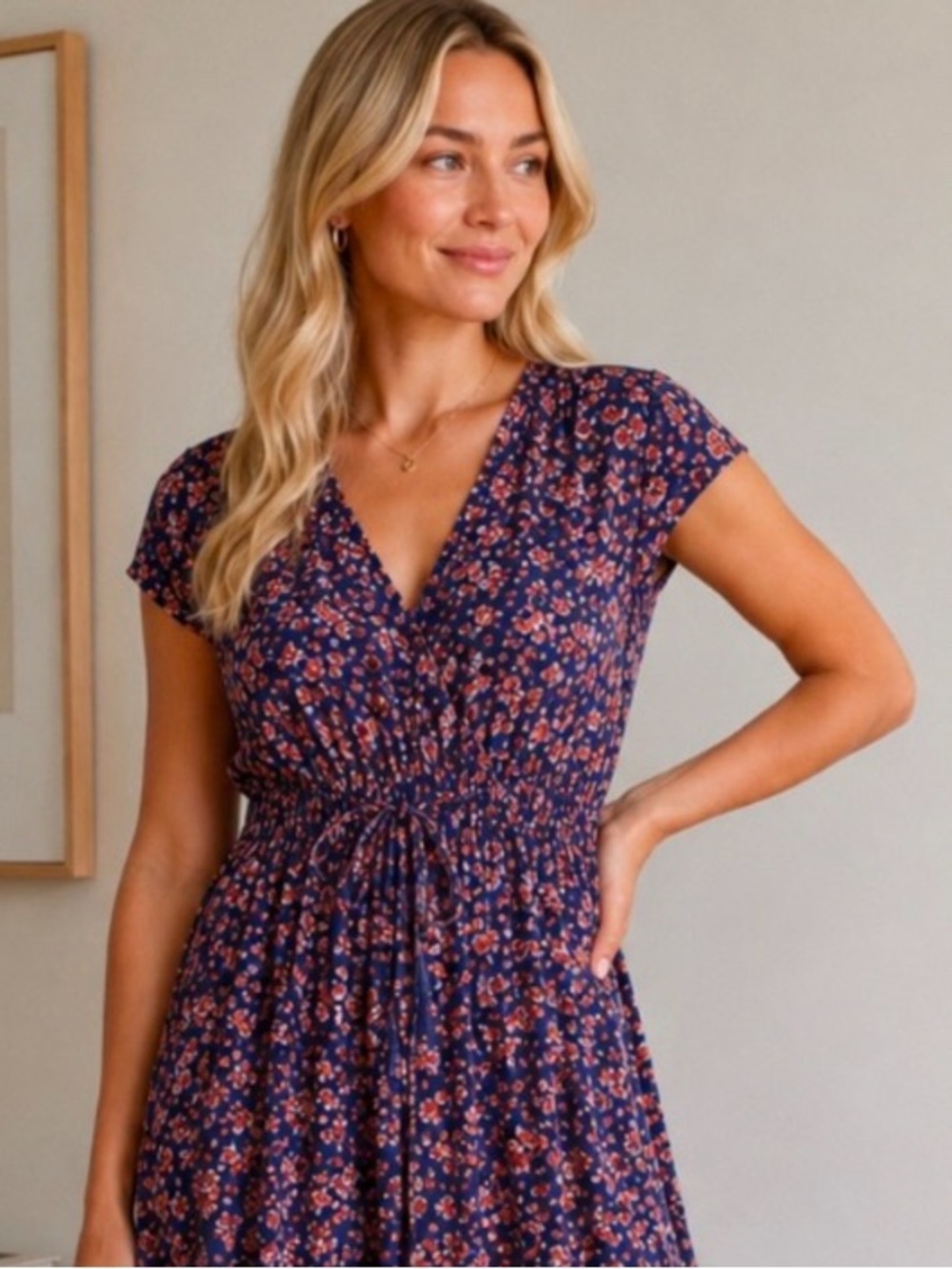 Banana Republic Floral Midi Dress Large Pleated Wedding Guest Resortwear